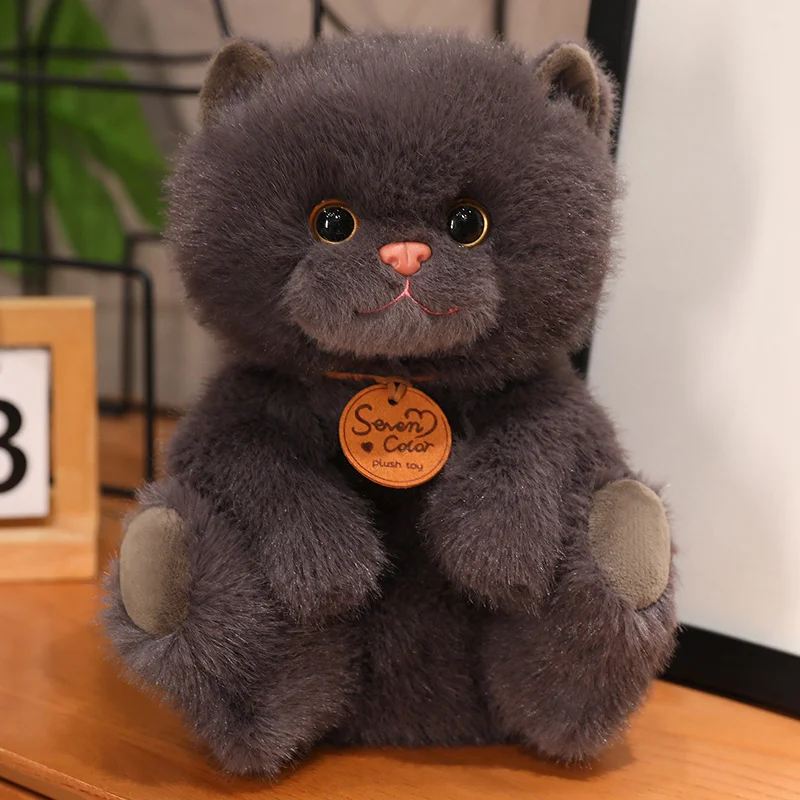 Cute Cat Plush Stuffed Animals Simulation British Shorthair Cat Fluffy Doll Cat Toys Birthday Gift