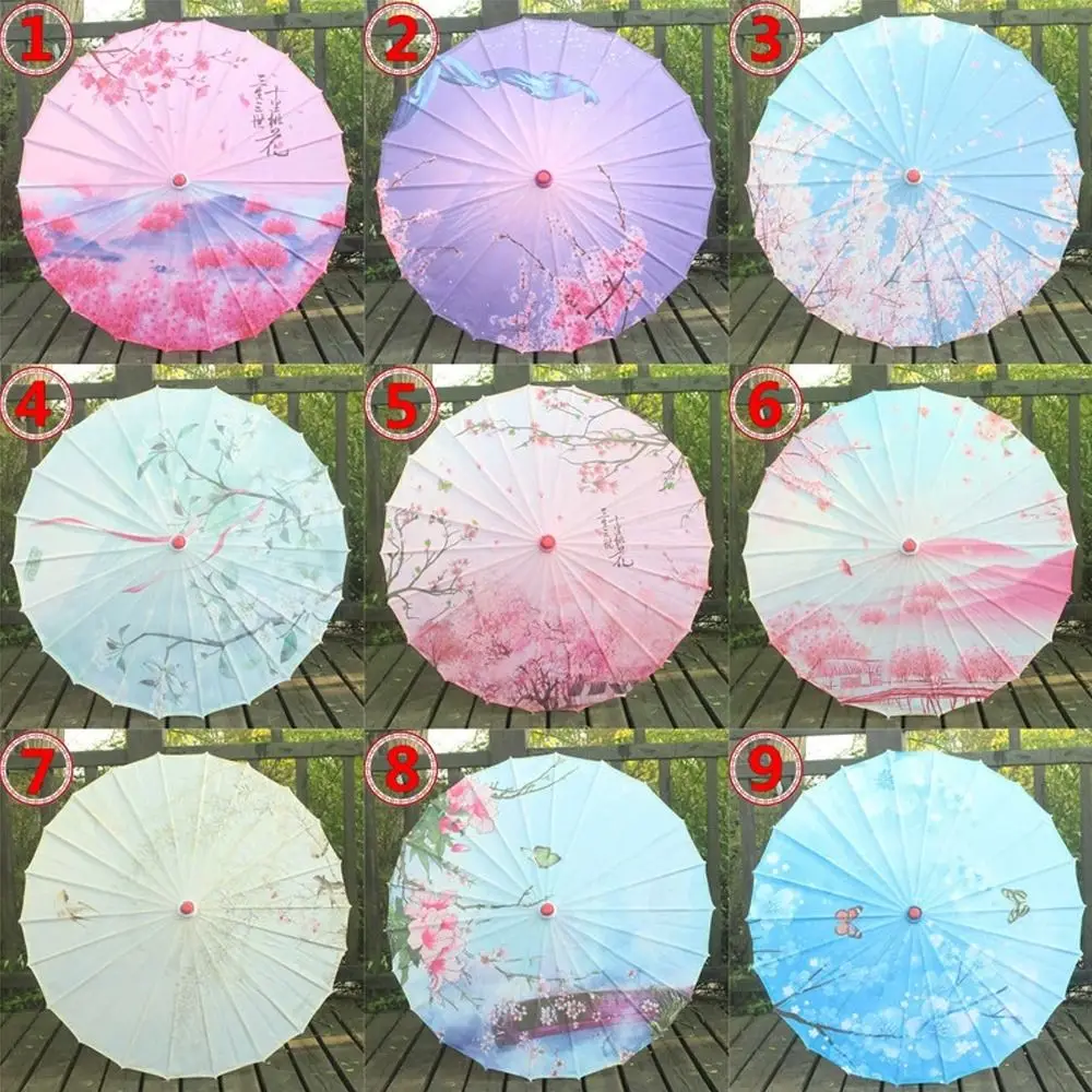 المطبوعة الحرير مزيتة ورقة مظلة الشريط تقليم 56 سنتيمتر حجم الحرير النسيج مظلة النمط الكلاسيكي شرابة تصميم