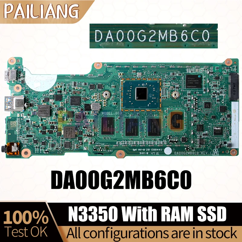 DA00G2MB6C0 Notebook Mainboard N3350 CPU With RAM SSD Laptop Motherboard Full Tested