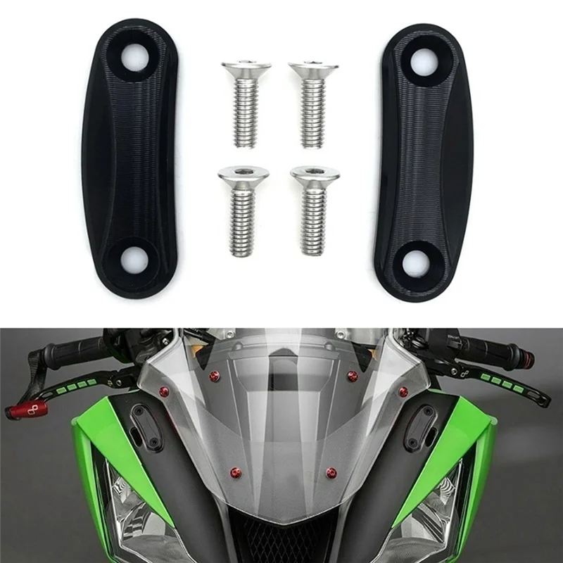 قاعدة غطاء رمز هيكل مرآة للدراجات النارية المتفوقة لملحقات Kawasaki ZX10R 2016-2023 ZX6R 2019-2023 (أسود)