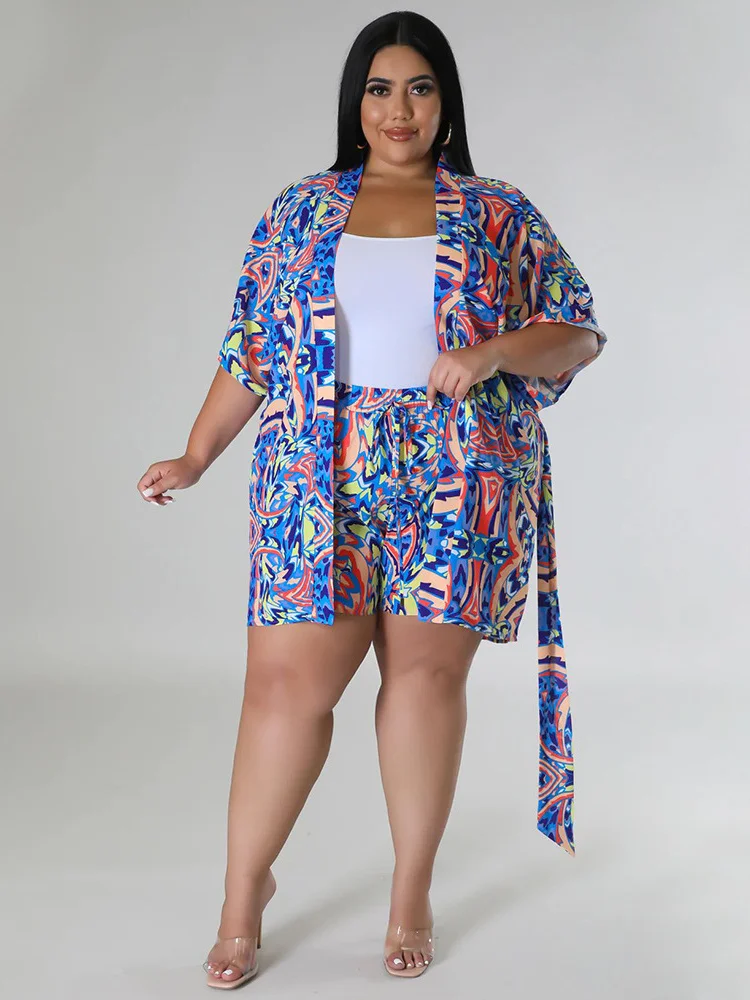 Wmstar Plus Size 2 Piece Sets Women Matching Sets Button Loose Shirts Top Shorts Tracksuit Casual Summer Wholesale Dropshipping