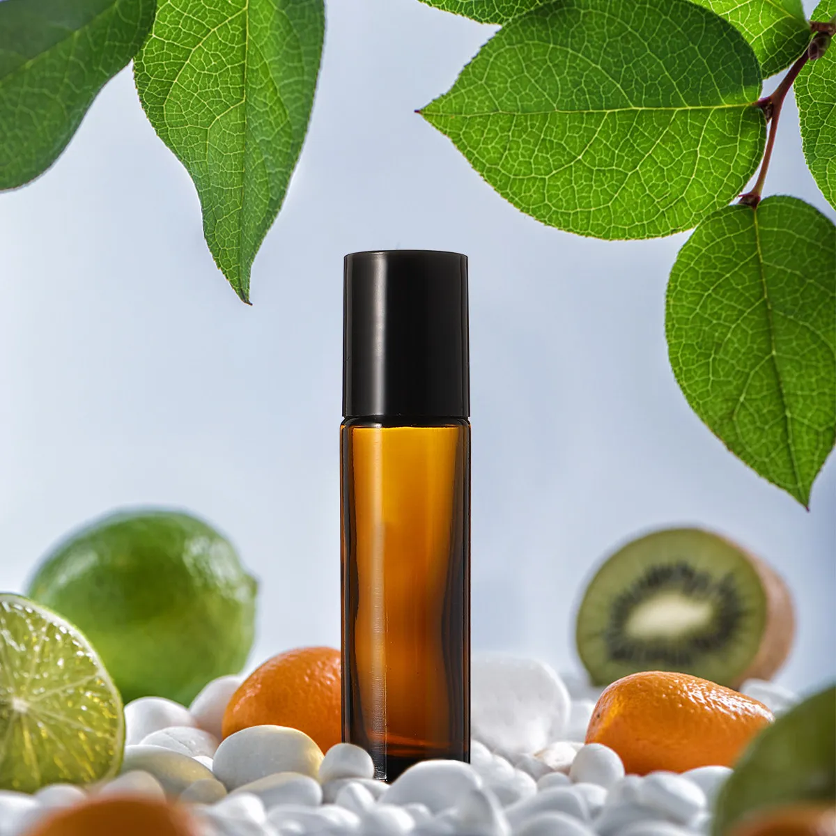 16Pcs 10Ml Black Lid Glass Roller Bottles for Essential Oils Perfume Natural Oil Travel Friendly Pocket Size Refillable Roll-on