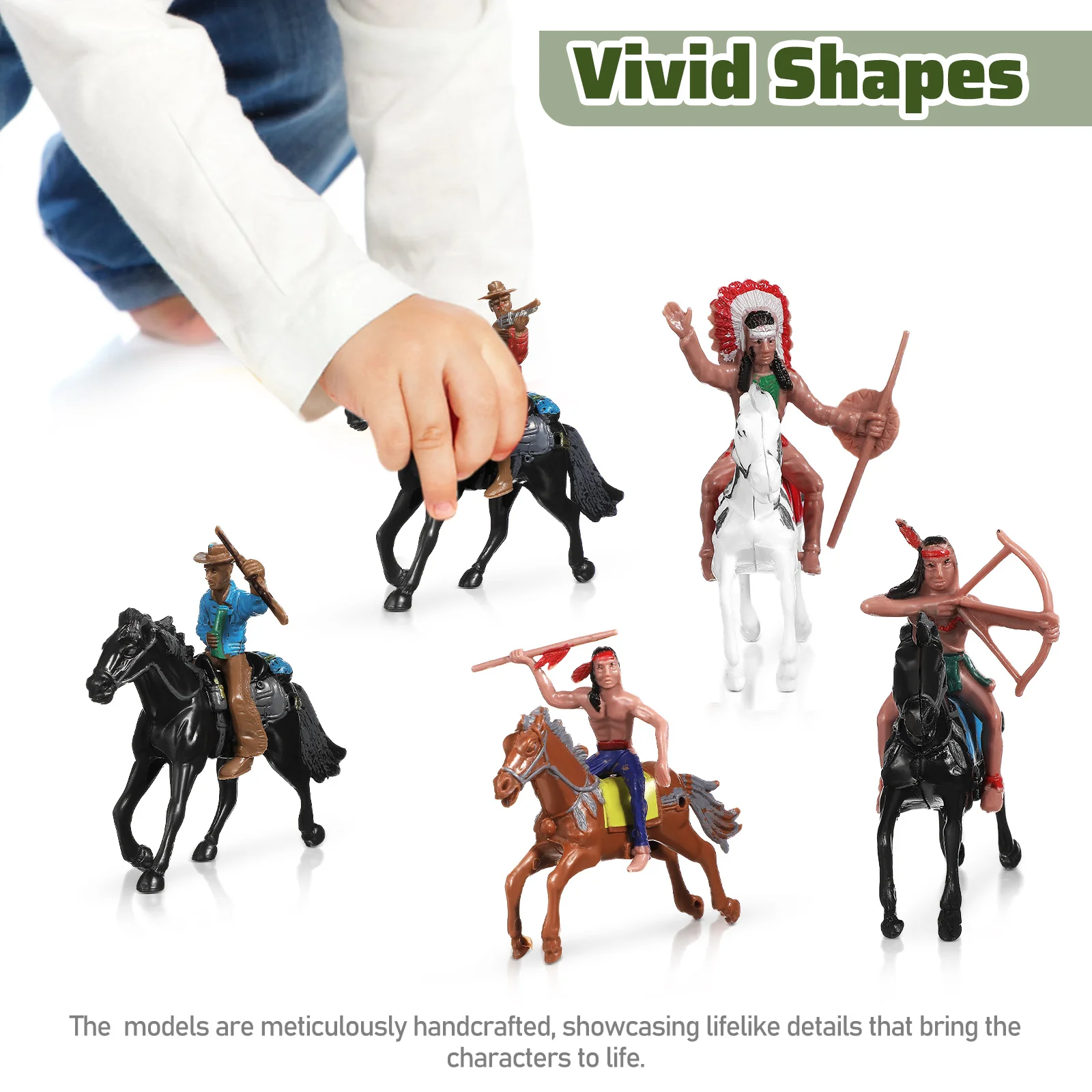 Horse Riding Model Cowboy Toys For Kid Desktop Models Ornaments Plastic Action Figure Toddler