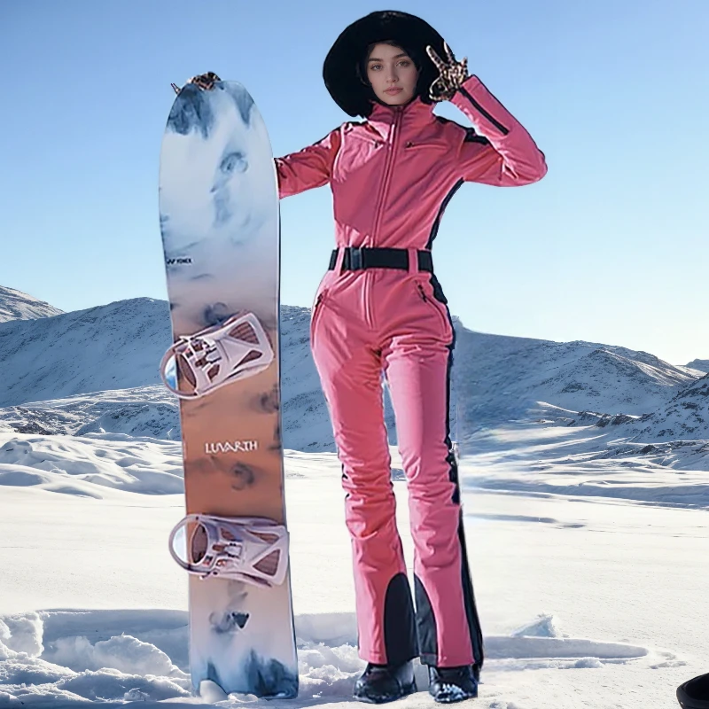 2025 Tuta da sci invernale all'aperto Set da snowboard caldo femminile Tuta da sci impermeabile antivento Nuove donne Abiti slim fit in un unico pezzo