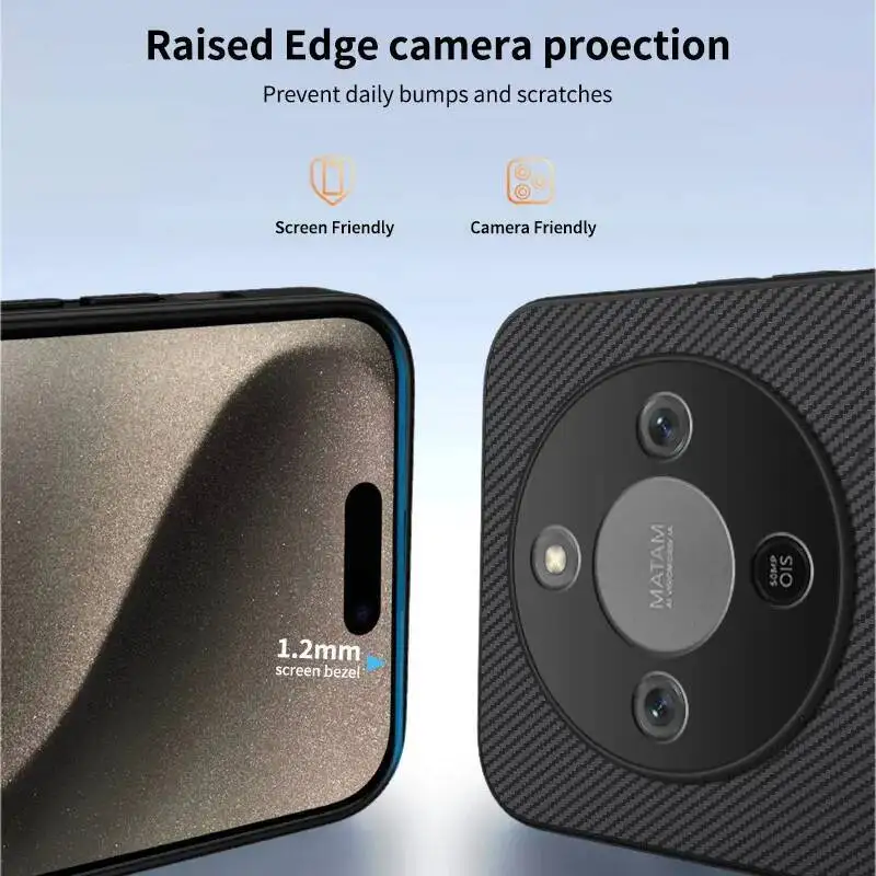 لهاتف Honor X9d 5G غطاء خلفي ملمس جلدي مقاوم للصدمات هاتف مغناطيسي من ألياف الكربون حافظة لهاتف Honor X9d #4