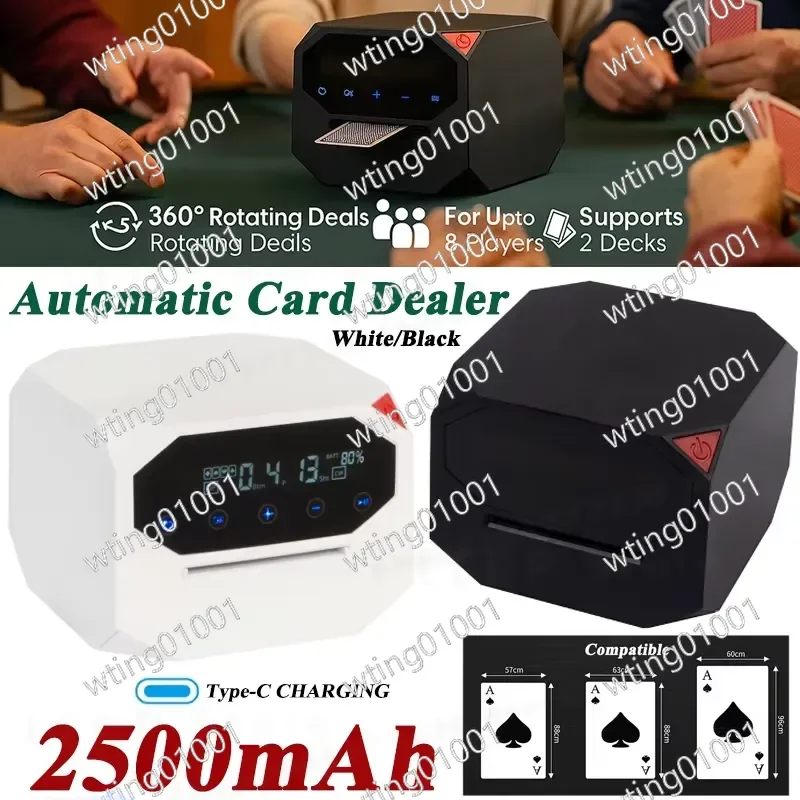 2500mAh Rechargeable Automatic Card Dealer 180 360 Degree Rotating Cards Dealing Tool Machine for Bridge Sized Cards Poker