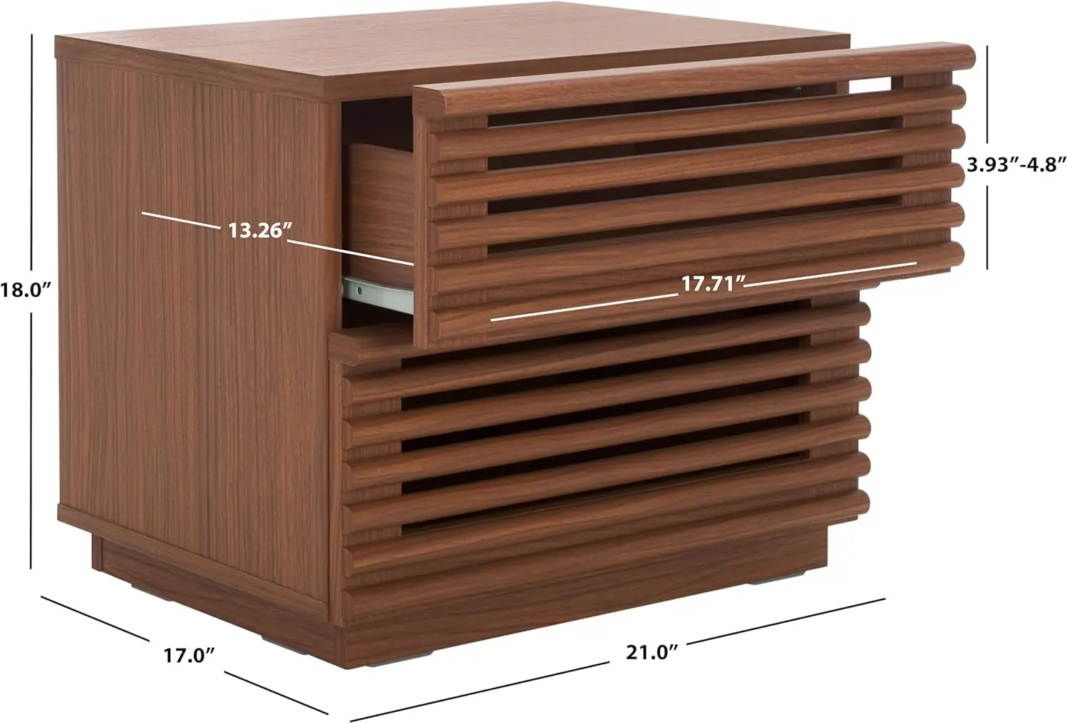 Home Collection Dark Walnut 2-Drawer Nightstand
