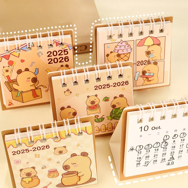 2026 Mini Simple Calendar Small Desk Calendar Creative Coil Calendar Planner Desktop Decoration Office Stationery