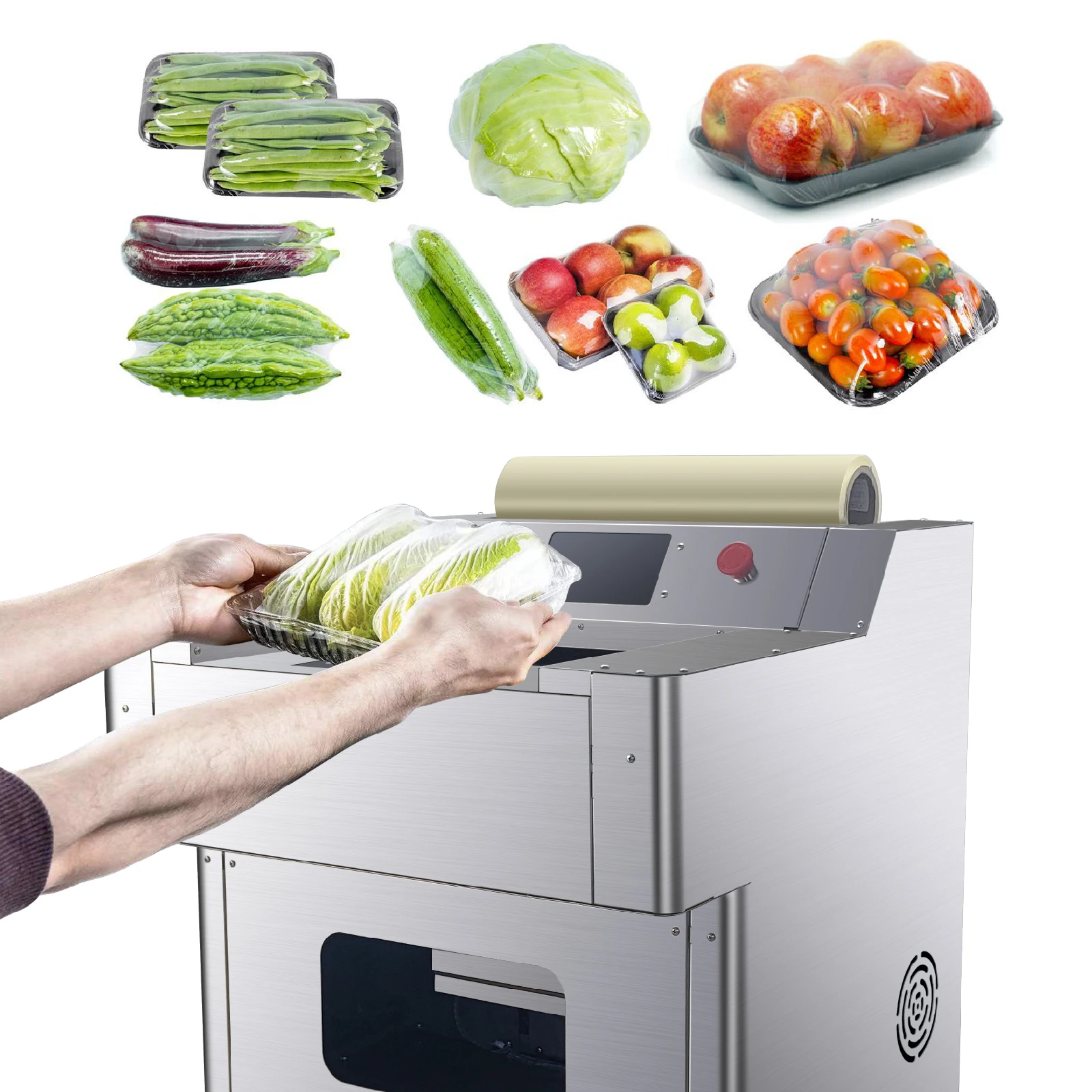 Supermarket PVC Cling Film Weigh‑Wrap Label Machine Fresh Fruit Vegetable Meat Tray Punnet Wrapping Equipment