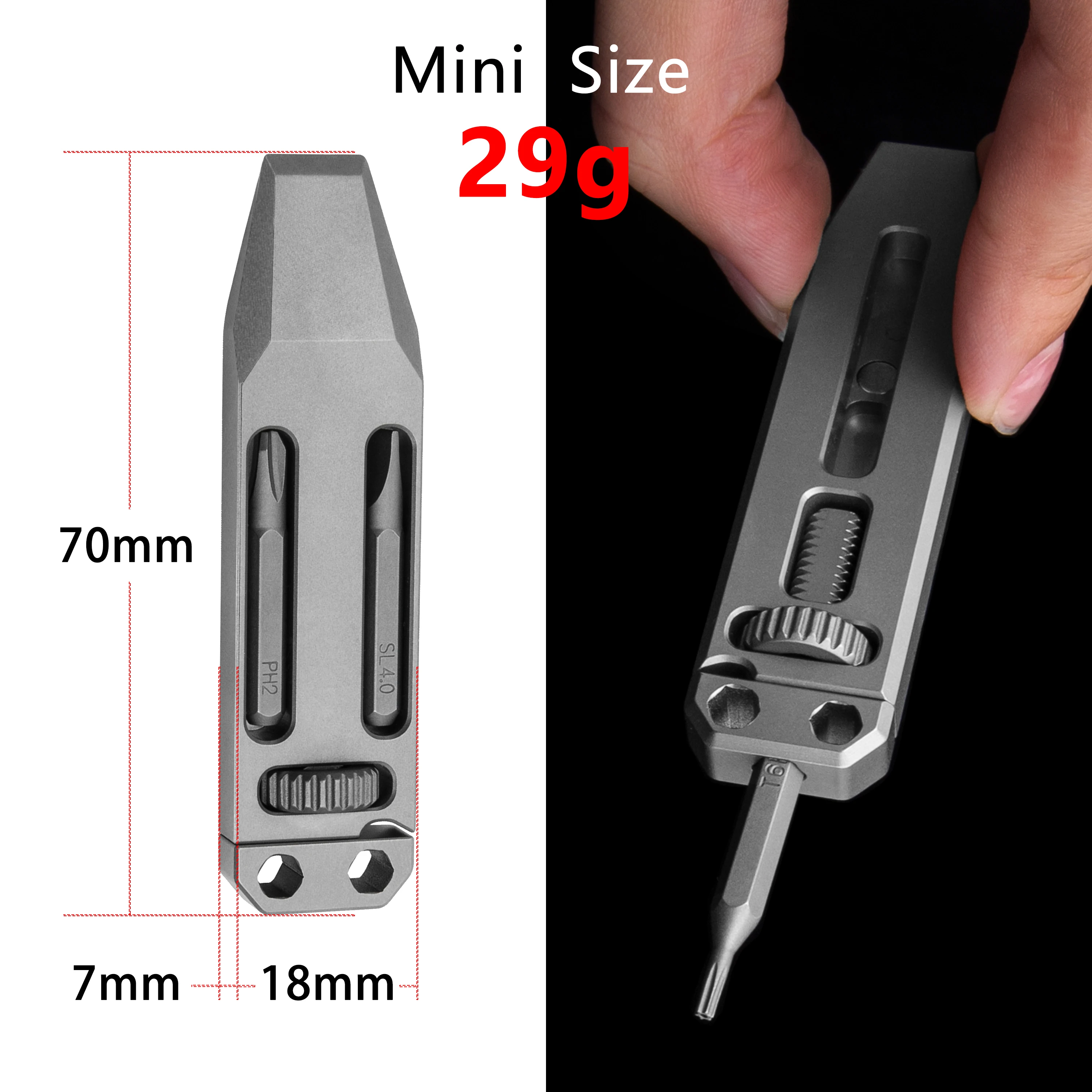 Titanium Alloy Telescopic Crowbar Bottle Opener Screwdriver Wrench Outdoor Camping EDC Hand Tools With 3 Batch Head