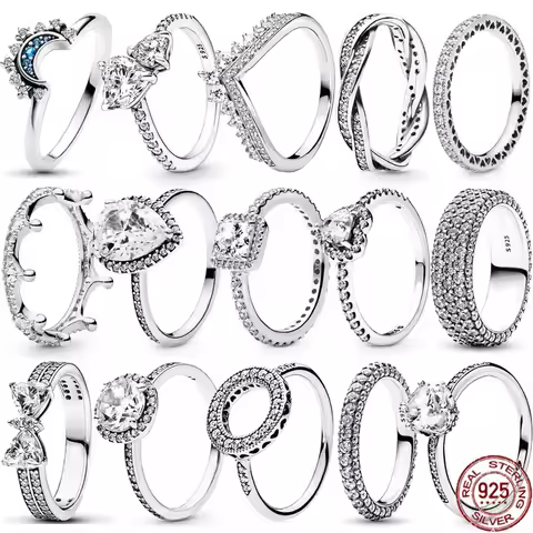 Hot Selling 925 Sterling Silver Classic Square Heart-shaped Crown Ring Exquisite Women's Jewelry Anniversary Surprise Gifts