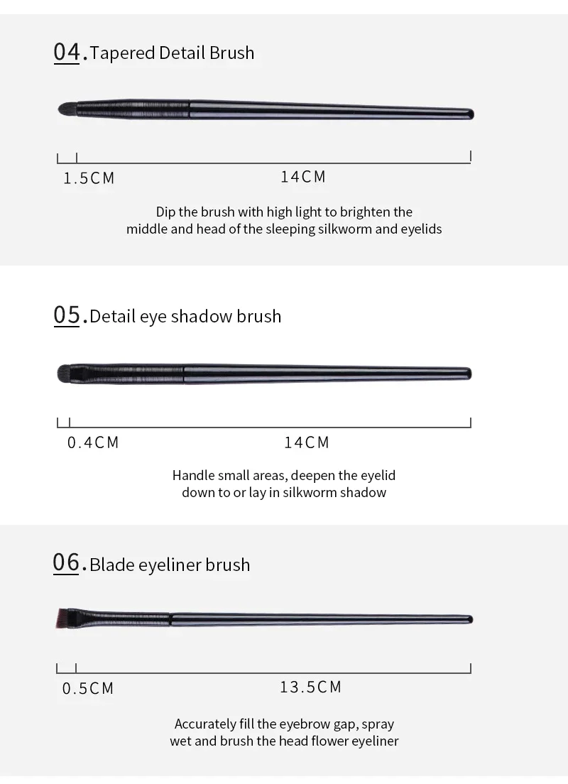 Natürliche Augen Make-Up Pinsel Set Lidschatten Pinsel Augenbraue Kontur Eyeliner Pinsel Frauen Augen Kosmetik Blending Detail Make-Up-Tools – Detail 8