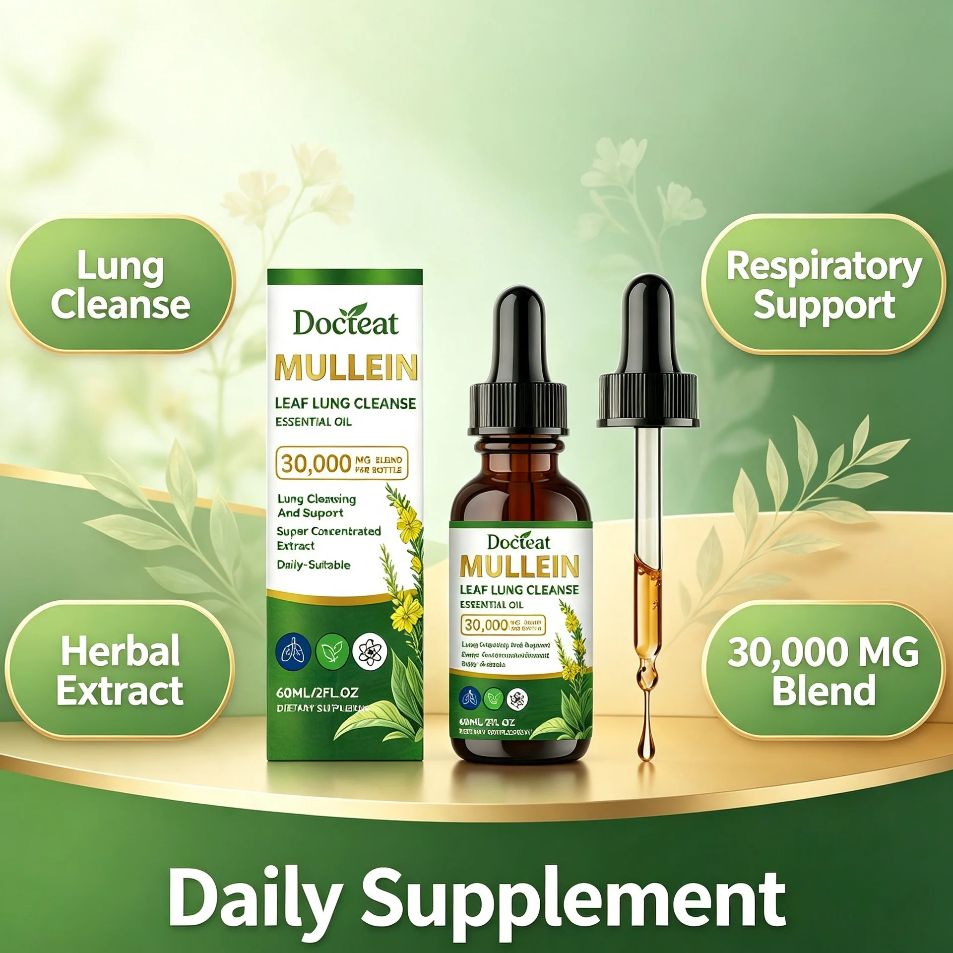 Herbal Wellness Tincture - Gotas Líquidas de Folha de Verbasco