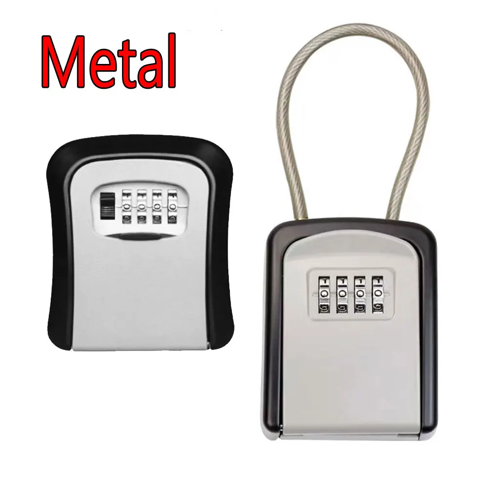 Key Box Password Lock Door   Metal Outdoor Wall-mounted Anti-theft Lock Box for Home Indoor Security