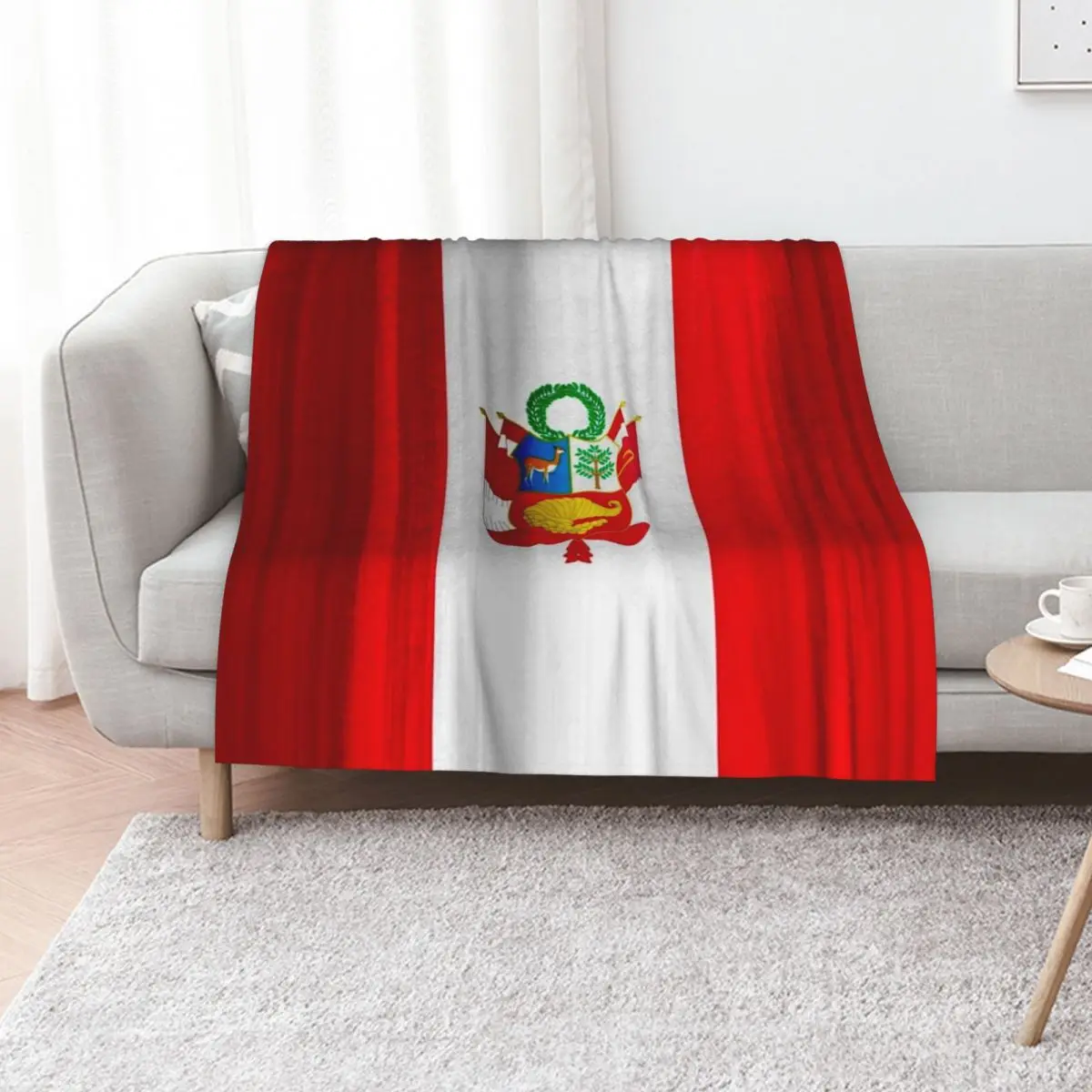 Peruvian Flag Throw Blanket Cute Plaid Bed covers Thins Flannel Plaid Soft Beds Blankets