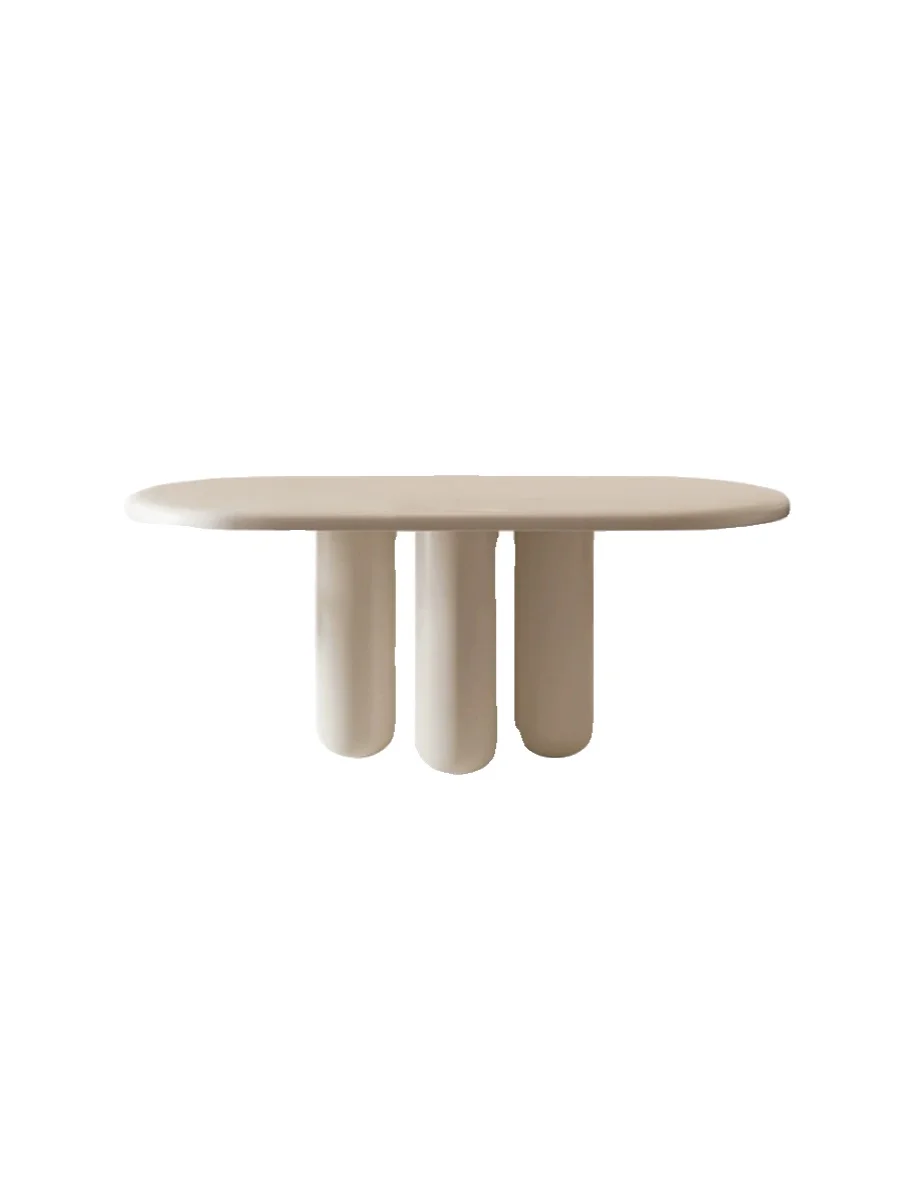 French Cream Style Dining Table and Chairs, Round Table, Small Household, Modern Simple Oval Shape