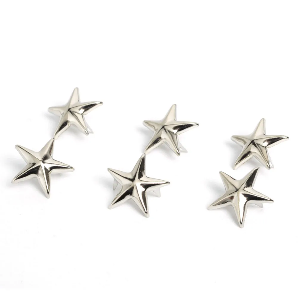 100pcs 15mm Apparel Sewing DIY Star Metal Studs, Punk Jewelry,Shoes,Bags, Leather Belt Punk clothes Garment Rivet Accessories
