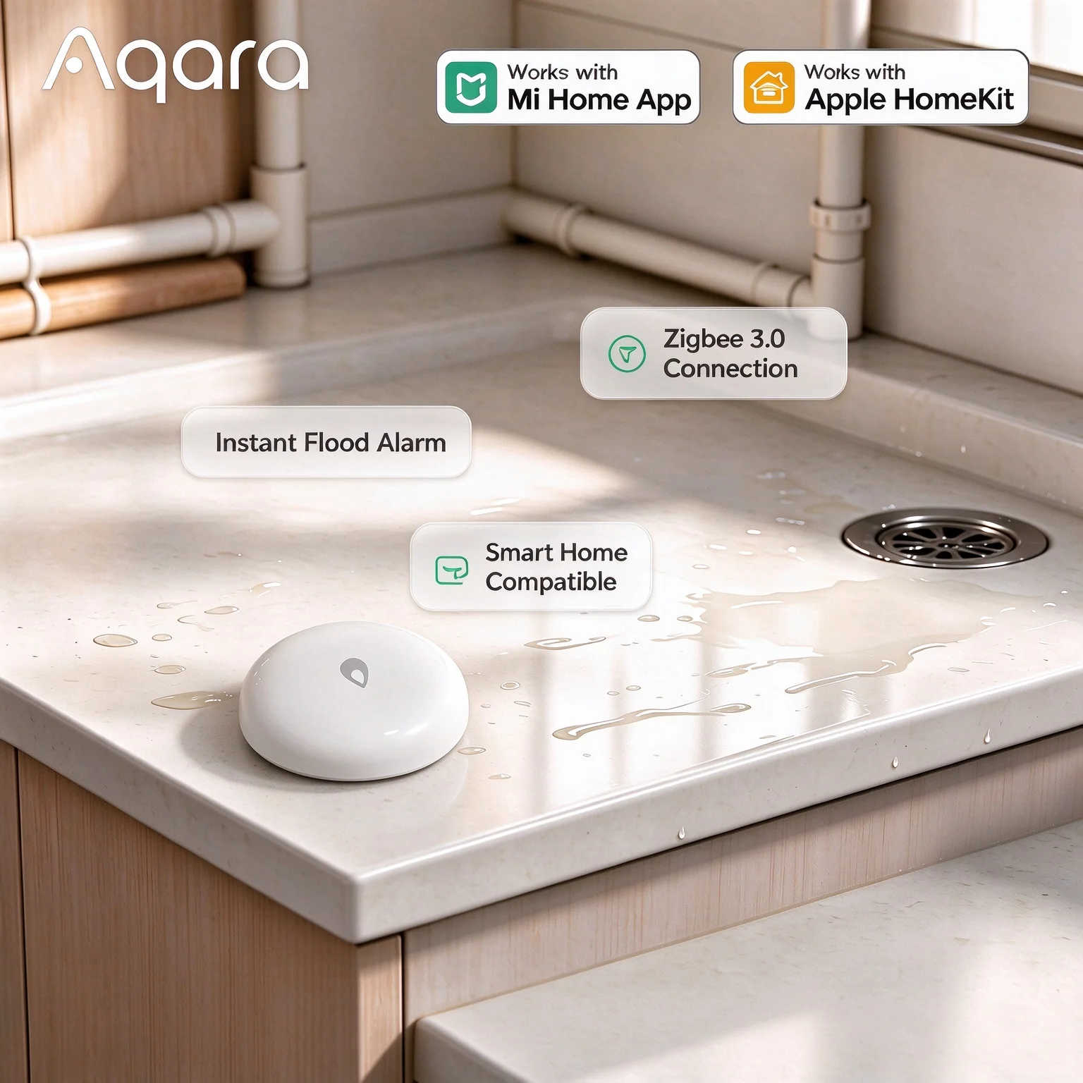 Aqara Water Immersing Sensor E1 Zigbee 3.0 Water Leak Detector Flood Alarm Compatible With Mi Home Homekit Smart Home