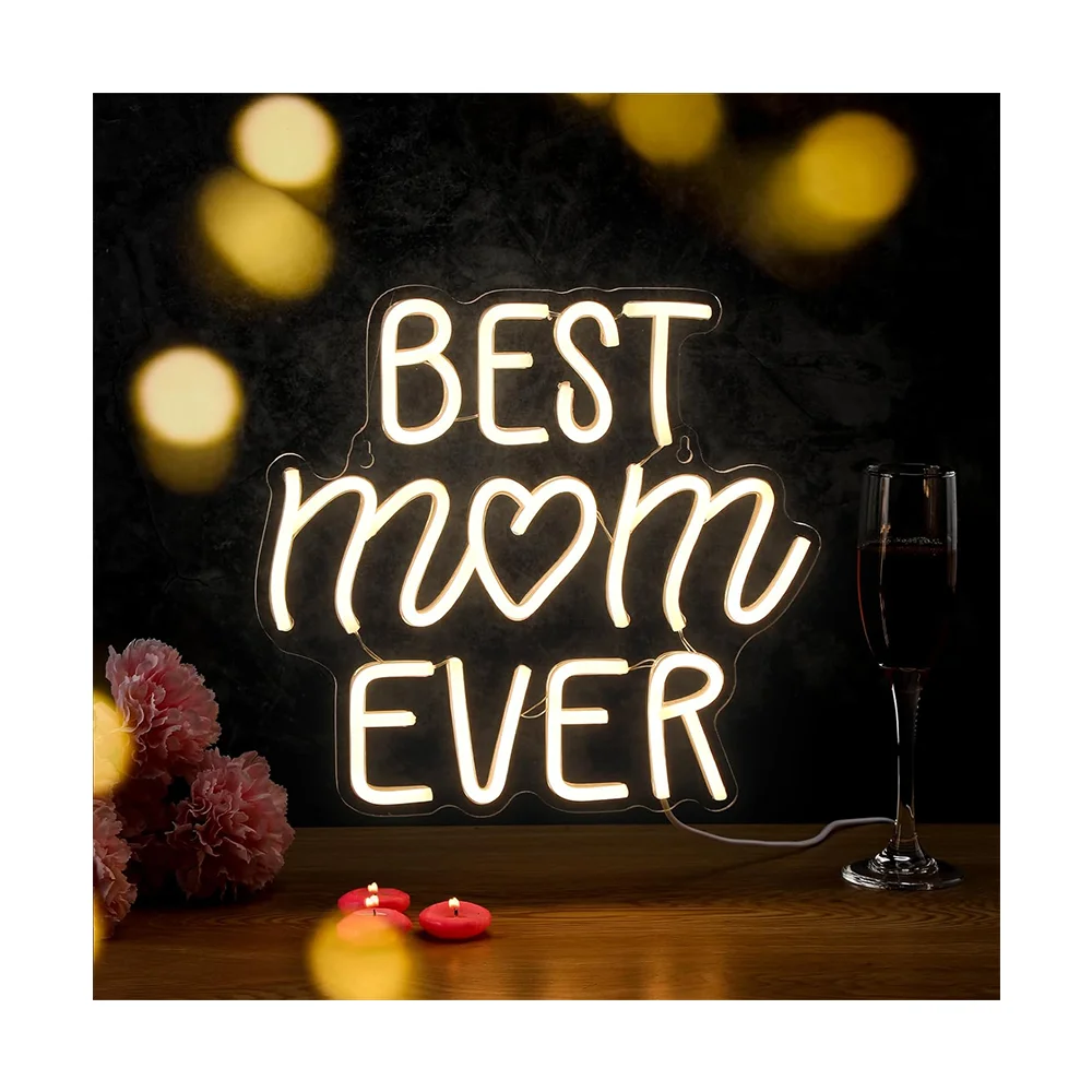 

Best Mom Ever Neon Sign LED Letters Lights for Wall Decor Gift for Mother Mom Decorative Home Bedroom Illuminated Wall Signs