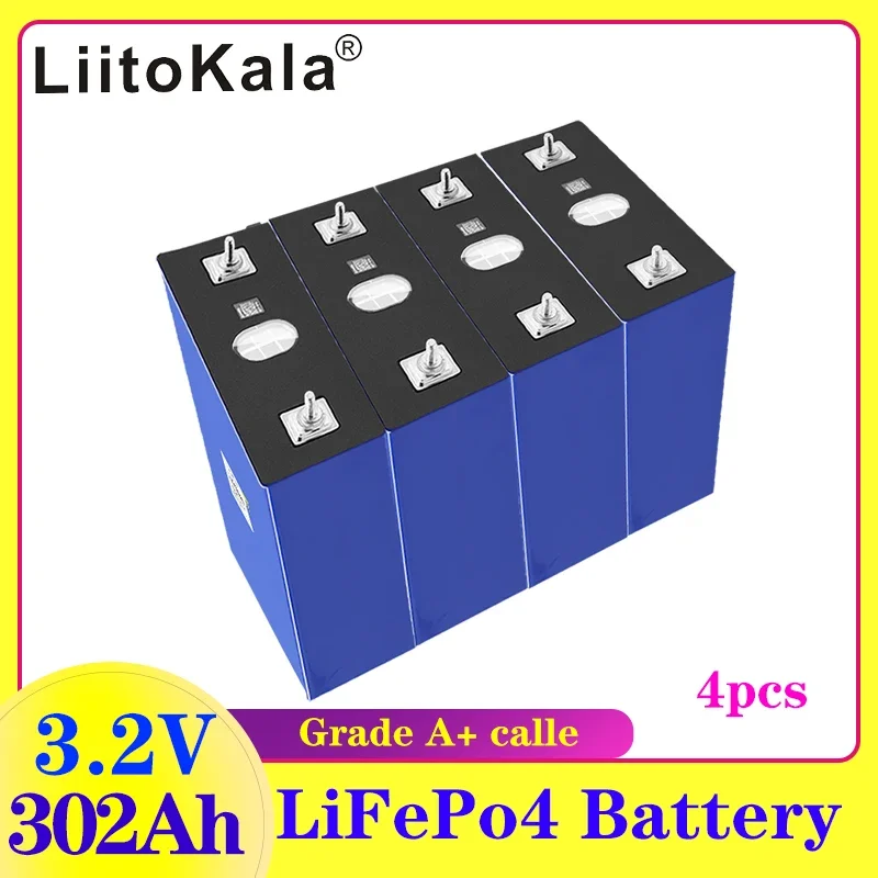 

4 шт. LiitoKala 3,2 В 302 Ач LiFePO4 аккумулятор 4000 циклов для DIY 12 В 24 В 36 В 48 В 310 Ач аккумулятор солнечной энергии RV солнечная панель караван