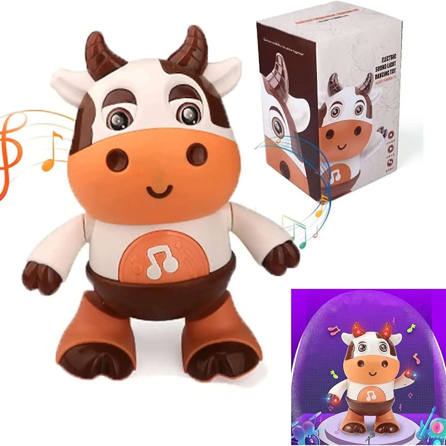 Jouets musicaux en forme de vache pour bébé, avec musique et lumières LED, mobile, pour enfant de 6 à 12 mois