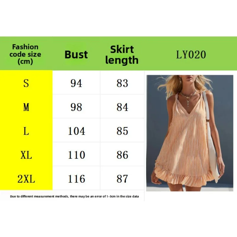 Refreshing Striped Camisole Mini Dress Slim Fit Breathable Fabric Perfect For Seaside Travel Vacation Photo Outfits