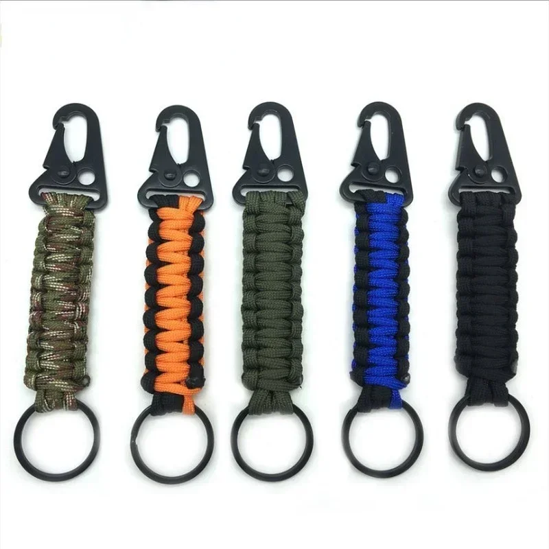 Outdoor Keychain Ring Camping Carabiner Paracord Cord Rope Camping Survival Kit Emergency Knot Bottle Opener Tools