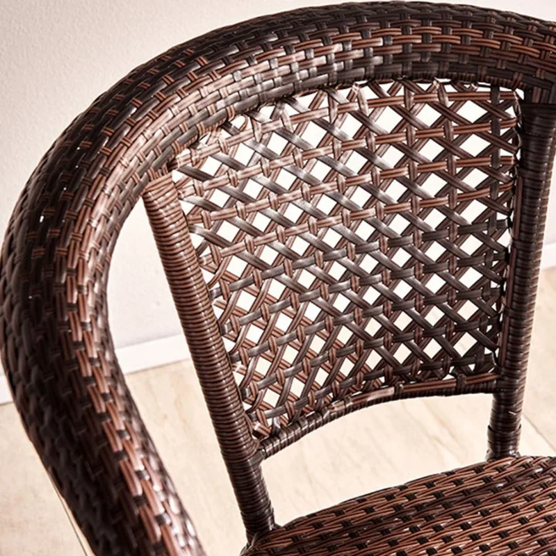 Wicker Patio Chair with Iron Frame, Single Rattan Backrest Chair for Outdoor Garden Balcony, All-Weather Woven Lounge Chair