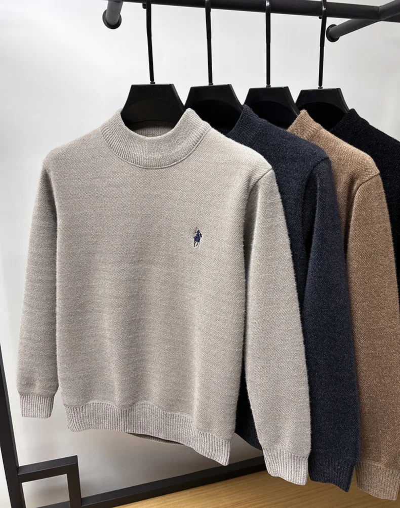 Maglione girocollo di marca di design pop di fascia alta da uomo moda invernale squisito ricamo peluche spesso caldo pullover lavorato a maglia casual