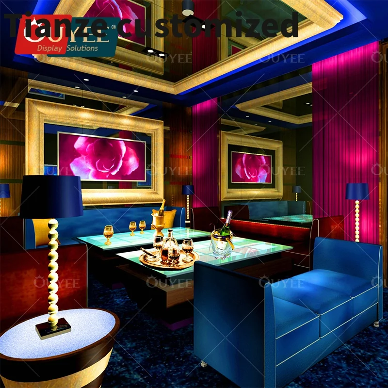 

Customized-Modern Night Club Interior Decoration Design Custom Wood LED Furniture DJ Counter Table