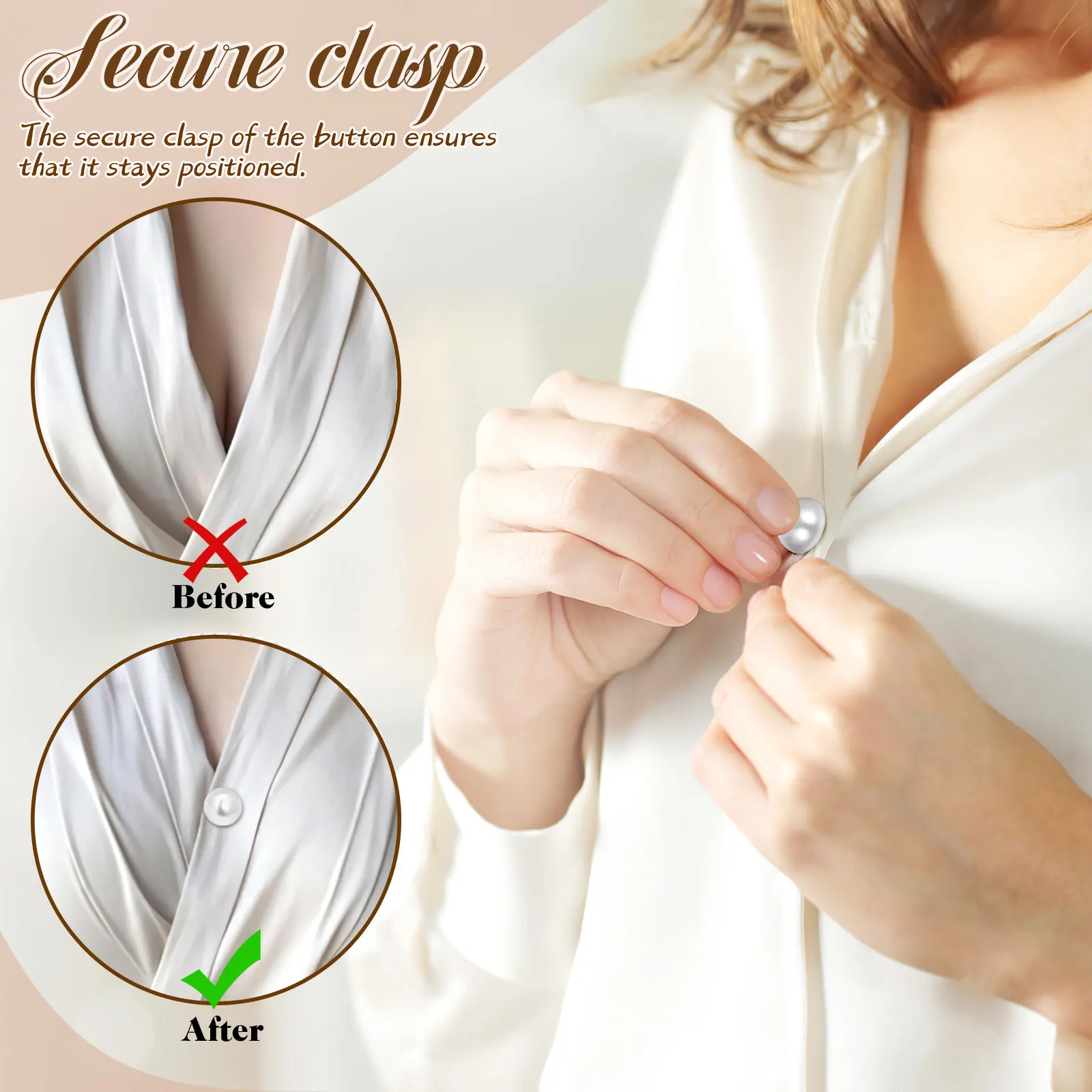 25Pcs Cover Up Brooch Buttons Elegant Pearl Ball Design Secure Clasp Anti Exposure Fixed Pins for Women Clothes Dress Lapel