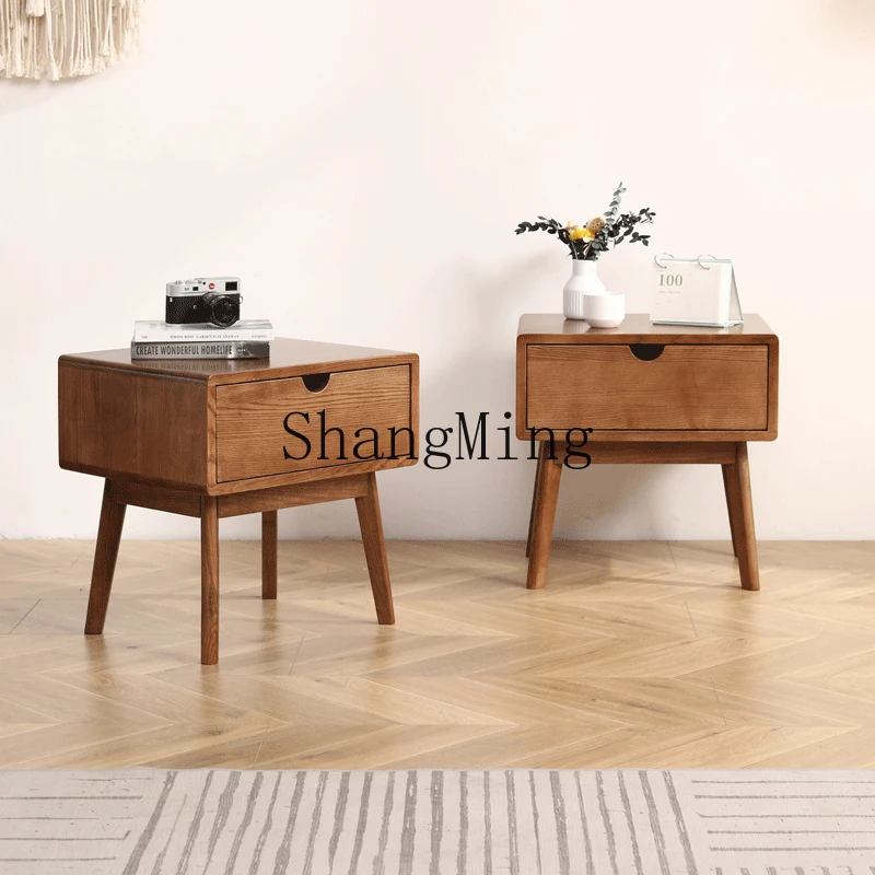 

FG pure solid wood bedside table simple modern ash wood bedside bedroom log simple locker