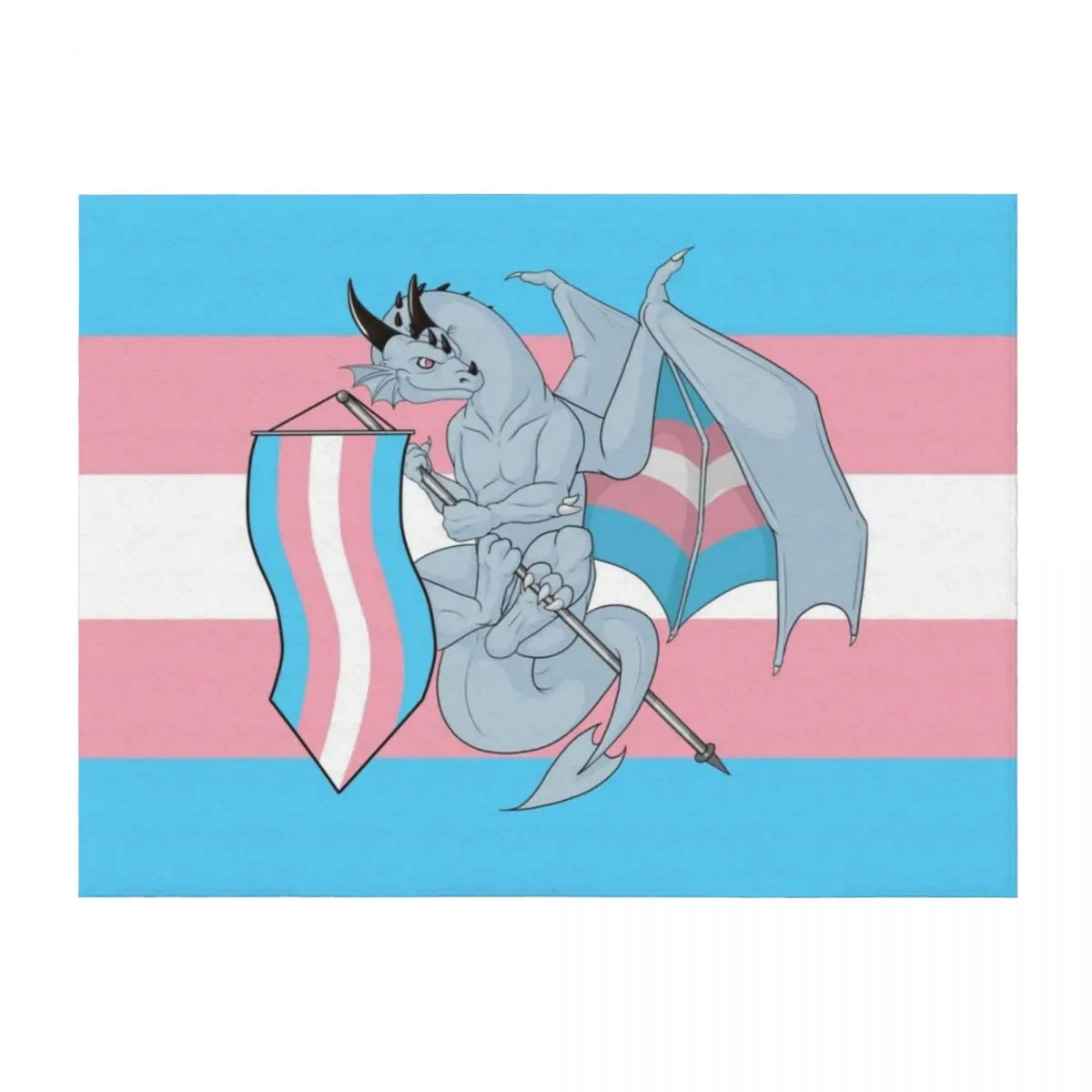 

Pride Dragons - Transgender Flag Throw Blanket Plush Thins Travel Sleeping Bag Blankets
