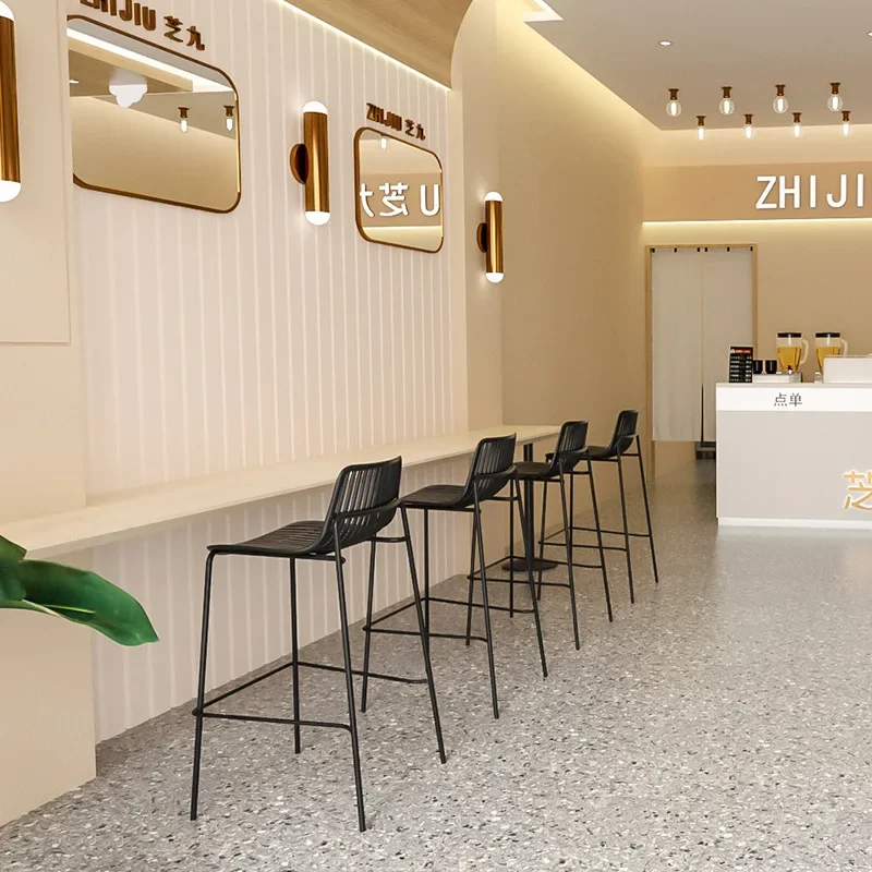 Nordic designer outdoor bar chair simple island chair plastic wrought iron backrest high bar stool cafe bar chair