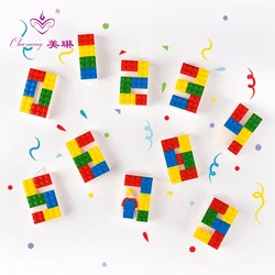 Small particle building blocks color number candles baby birthday cake decoration one year old boy dessert table party supplies