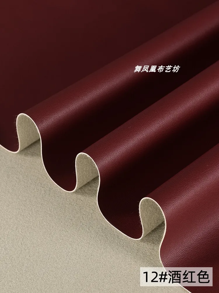 0.7mm Soft Leather Fabric Material Thick Wine Red Soft Elastic Smooth Jacket Fabric Cloth Per Meter Fabric Clothes for Material