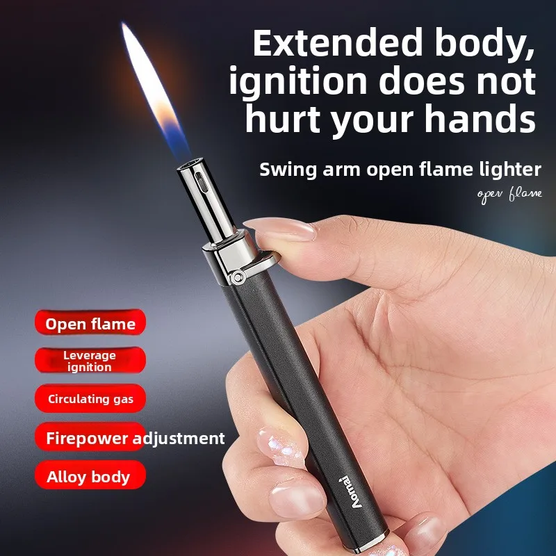 New High-value Rocker Arm Open Flame Strip Lighter Lever Ignition Point Fragrant Metal Creative Inflatable Igniter