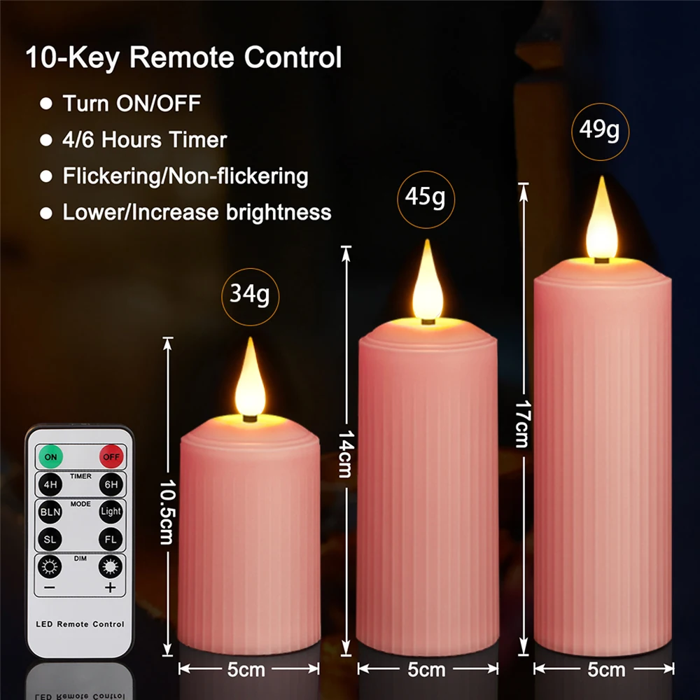 Candele ricaricabili FPOO tramite USB con fiamma tremolante telecomando candela a led rosa decorazione per matrimoni e vacanze a lume di candela