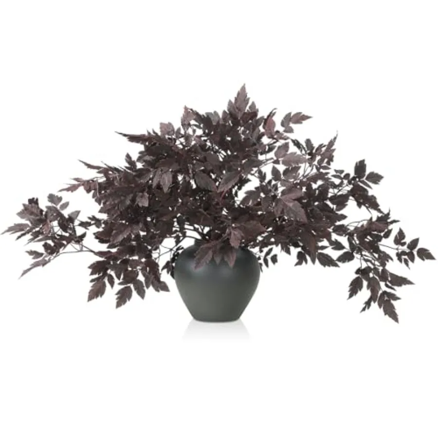 

10 Pack 32 Inches Artificial Cimicifuga Plant Leaf Spray Faux Plum Cimicifuga Ramosa Leaf Branch Faux Fall Spray Silk Plants fo