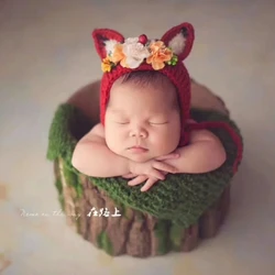 Newborn Baby Girl Floral Bonnet Crochet Knitted Baby Hat Photo Props