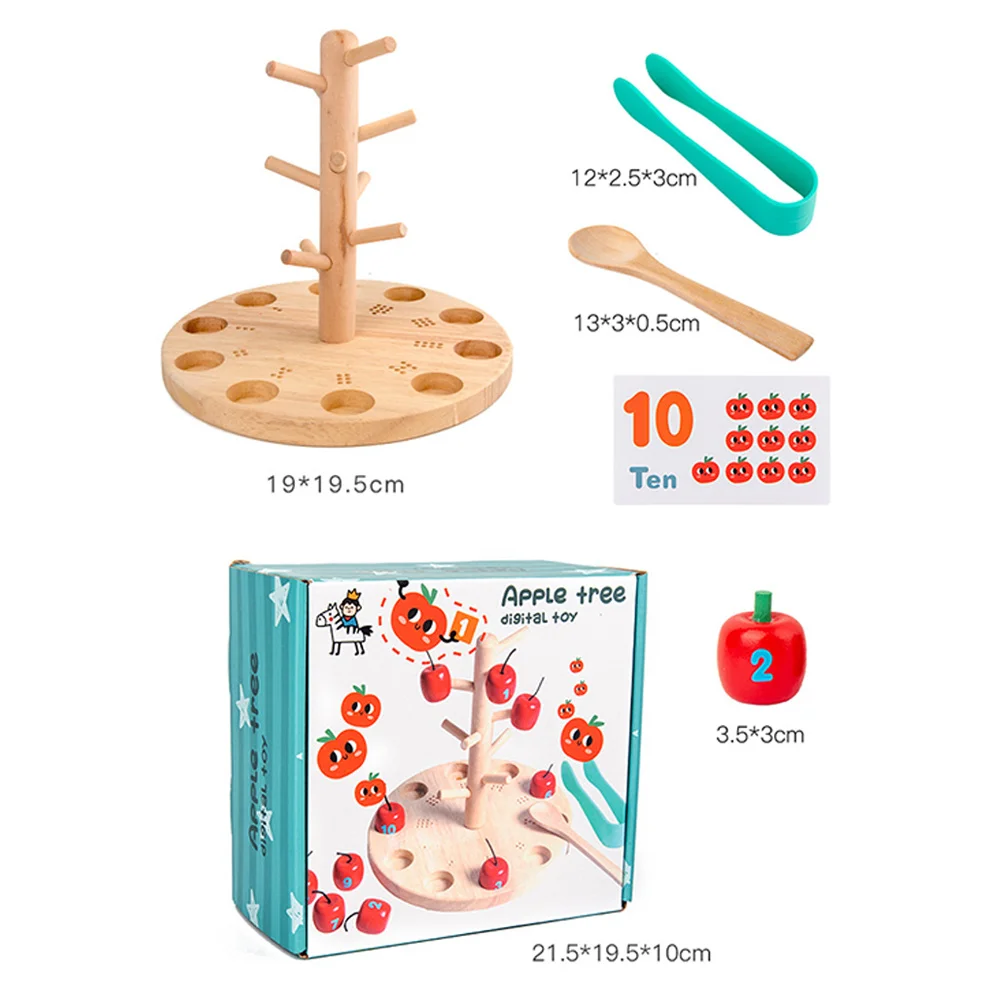 1 Zestaw Drewnianych Cyfr na Drzewie dla Dzieci Wczesna Edukacja Interaktywna Gra Edukacyjna Puzzle Montessori Aktywność STEM dla Małych Dzieci Chłopców Dziewczynek