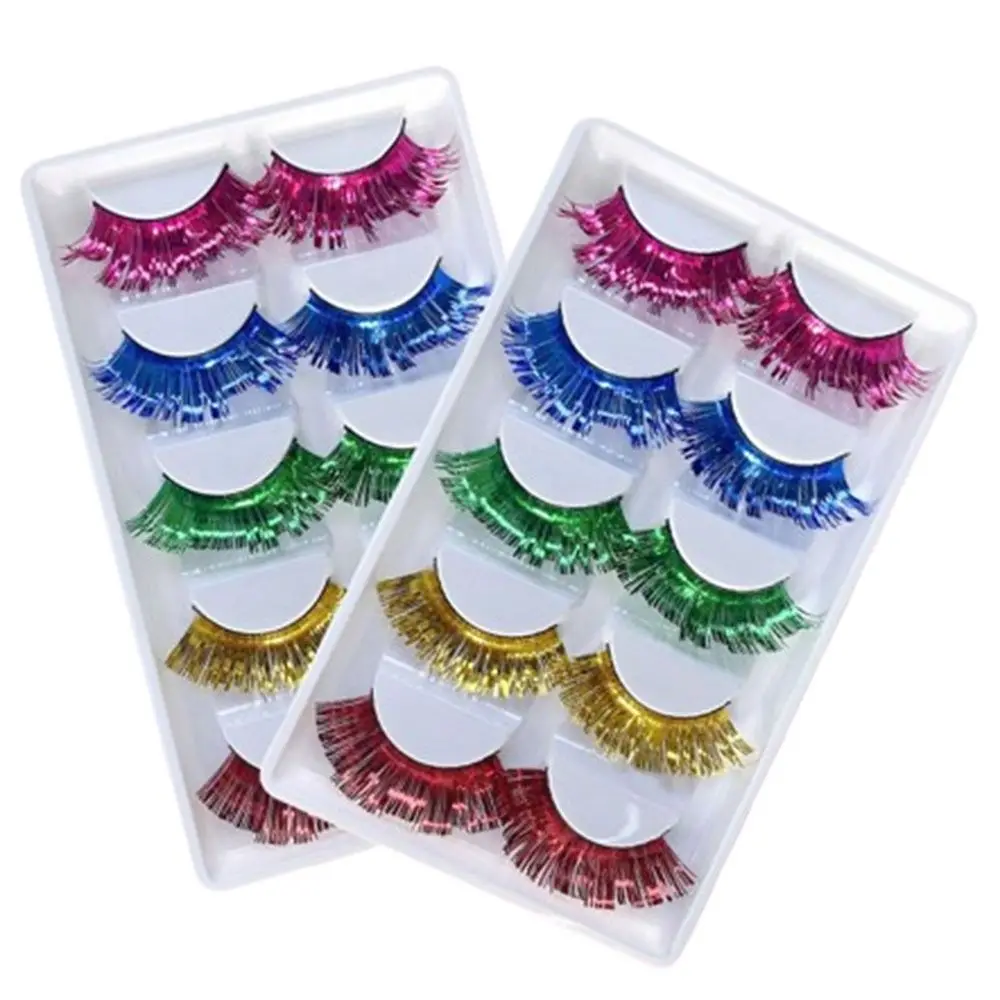

2 Box Exaggerate Shiny Eyelashes Lashes Extension Beautiful Colored False Eyelashes Reusable High Quality 3D Curled Lashes Women