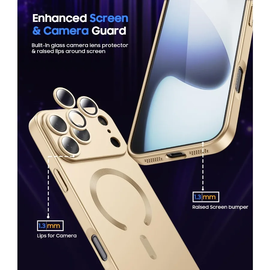 حافظة هاتف مغناطيسية لهاتف iPhone 17 Pro Max مع توافق MagSafe وممتص للصدمات من السيليكون الناعم والنحيف مع عدسة كاميرا مدمجة P