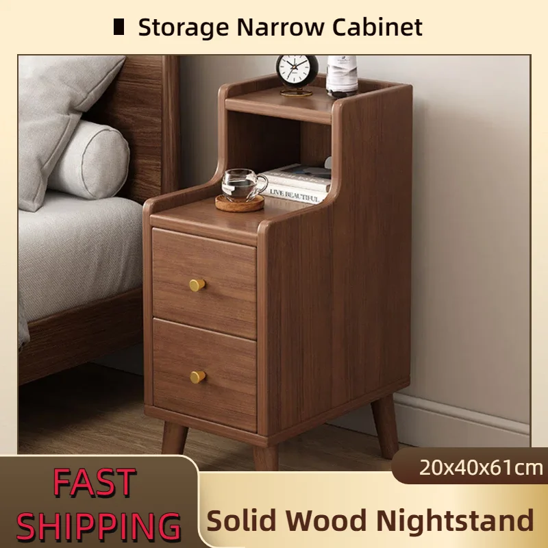 

Multifunctional Ultra-Narrow Bedside Table with Storage Drawers Modern Nightstand Easy Maintenance Small Cabinet for Home Bedroo