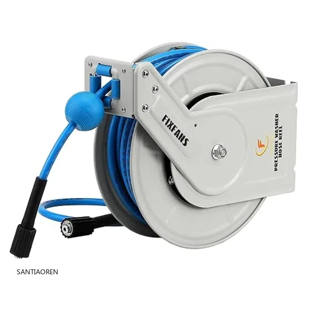 

2025Retractable Pressure Washer Hose Reel 1/4 60ft Heavy Duty Auto Rewind Hose Reel With Hose