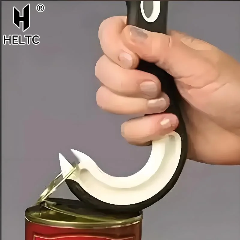 Portable J-Shaped Easy Grip Tin Openers Kitchen Non-Slip Jar Opener Lid Opening Tools Ring Pull Can Opener Multifunctional