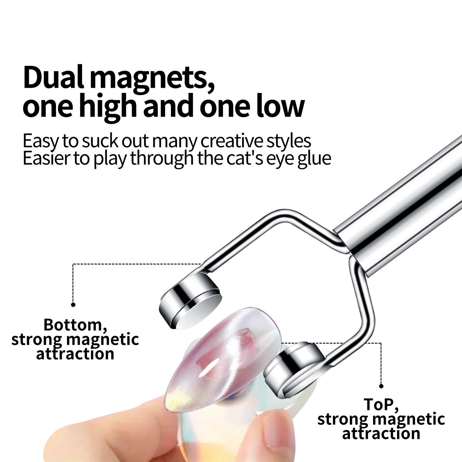 Silny magnetyczny sztyft w kształcie litery Y do paznokci Cat Eye Design UV Gel Polish Nail Art Tool Effect Manicure Magnet Stick 3 w 1 Nail Art Magne — zdjęcie 5