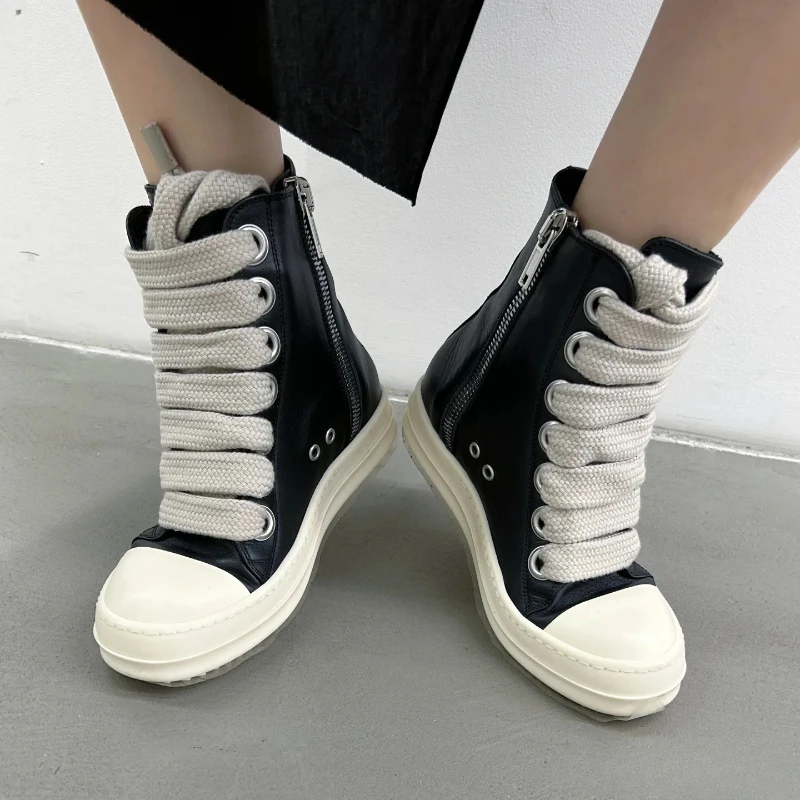 Owens Women\'s Sports Shoes  Men\'s Sports Shoes  luxurious 2025Designer Lace-up Flat Casual Shoes Thick Sole High Top Short shoes