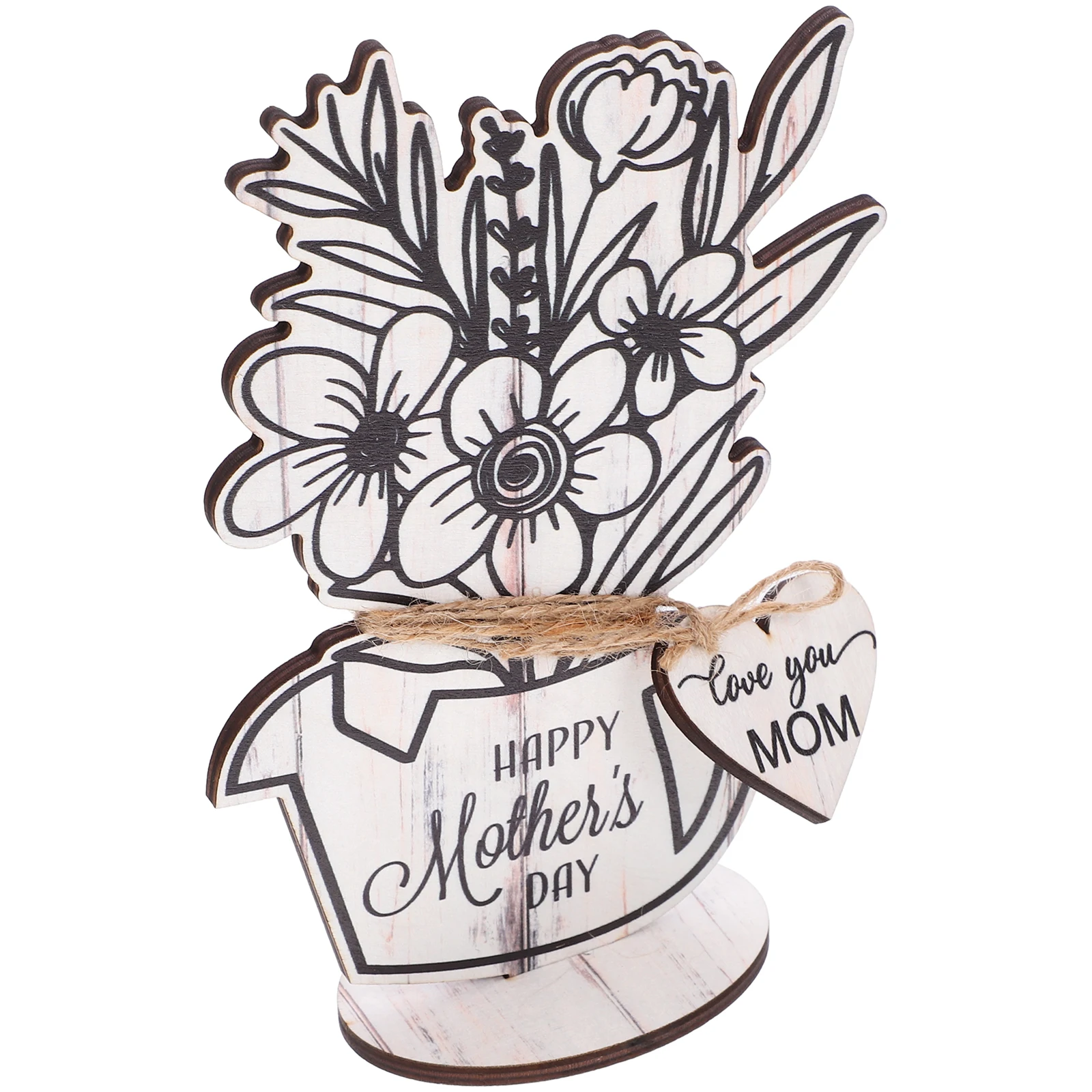 

Wooden Table Sign White 1M Rope Compact Mother's Day Centerpiece Desktop nament Table Decor Mom Gift Wooden Craft