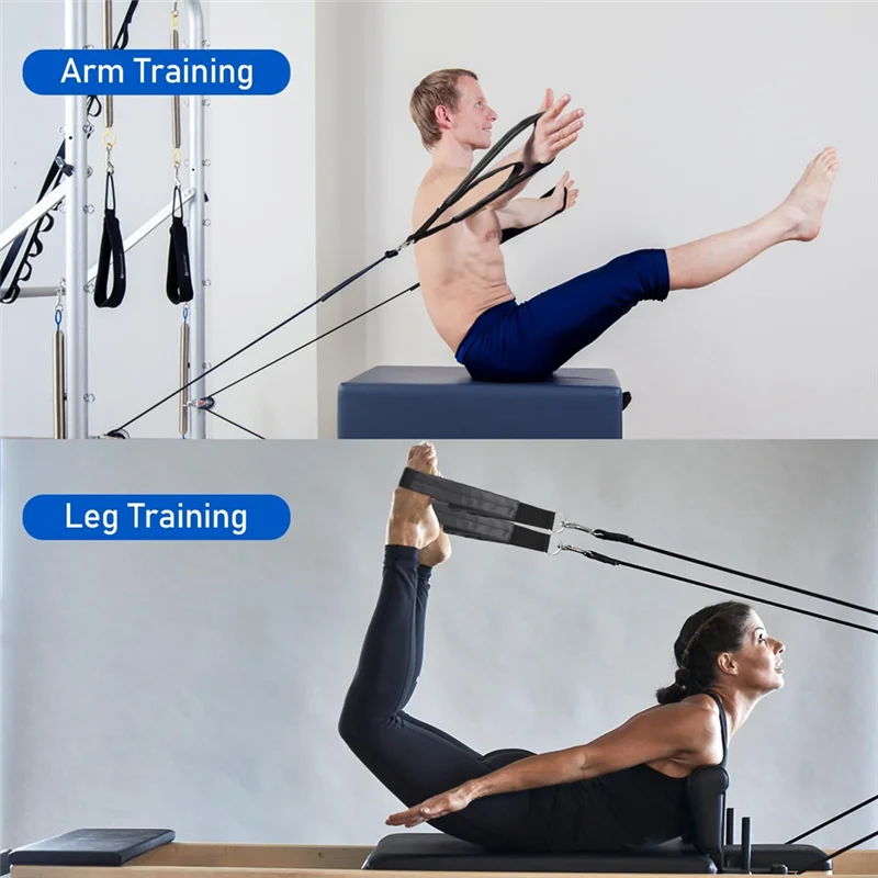 XSXS-2PCS Pilates Straps Kit Pilates Double Loop Straps Set For Reformer, Fitness D-Ring Straps Double Loops Padded